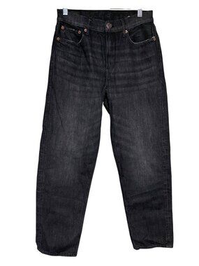 American Eagle Black High Waisted Mom Jeans Size 2 Regular Tapered Leg Everyday